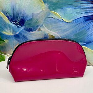 Yves Saint Laurent Beauty Fuchsia Patent Cosmetic Bag With Top Zip Closure